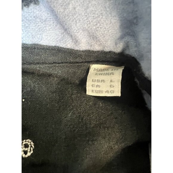 PJ Salvage Pajama Top Women's L Dogs Eyeglasses Flannel Button Up Blue - Picture 14 of 16